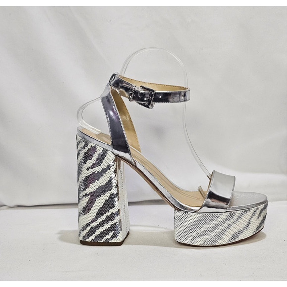 Michael Kors Women's Ashton Sequin Zebra Print Platform Sandal Size 8.5 NWT - Picture 4 of 7